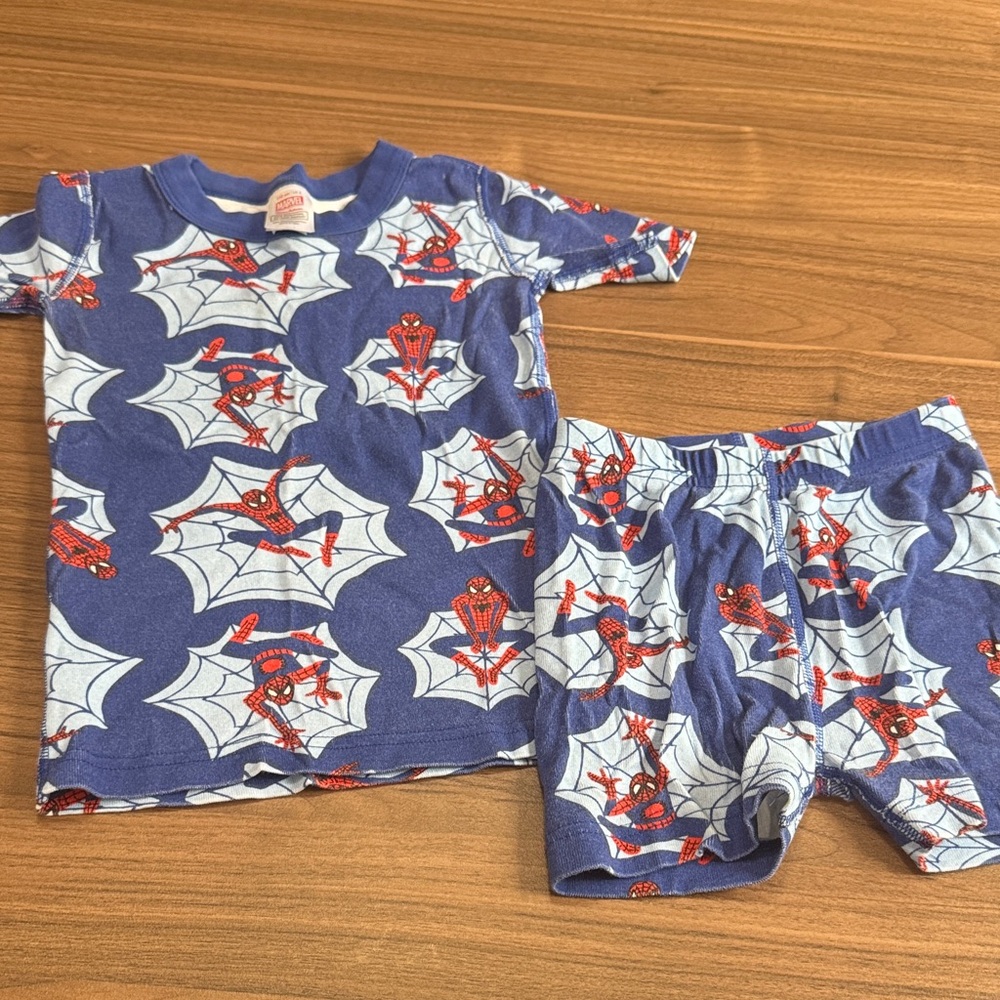 Hanna Andersson Spider Web Kids Pajama Set - Blue and Red